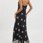 Women Summer Y2k Chiffon Maxi Dress V Neck Sleeveless Backless Polka Dot Print Ruffles Club Party Vacation Bodycon Dress