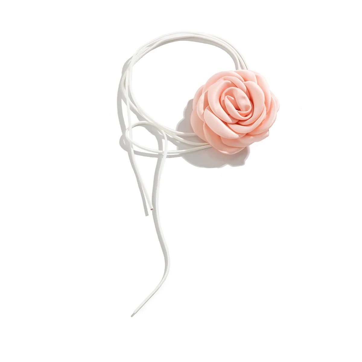 Exaggerated 9CM Satin Big Rose Flower Clavicle Chain Necklace Women Kpop Adjustable Bowknot Rope Choker Jewelry Y2K Accessories