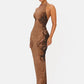 Lace Halter Backless Sexy Maxi Dress Women Elegant Floral Print Sleeveless Bodycon Club Party Long Dresses Female