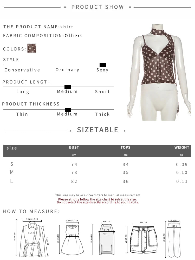 Polka Dot Print 3-Piece Set Women Scarf+V-Neck Camisole+Irregular Mid Skirts Matching High Street Sweet Elegant Suit