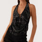 Sexy Glitter Sequin Tank Tops Women Y2K Fashion Deep V-neck Hollow Out Cropped Tops Tee Summer New Backless Beach Tops