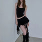 Ruffles Tassel Skirts Women Patchwork Lace Metal Decoration Sexy Hottie Music Festival Midnight Summer Streetwear