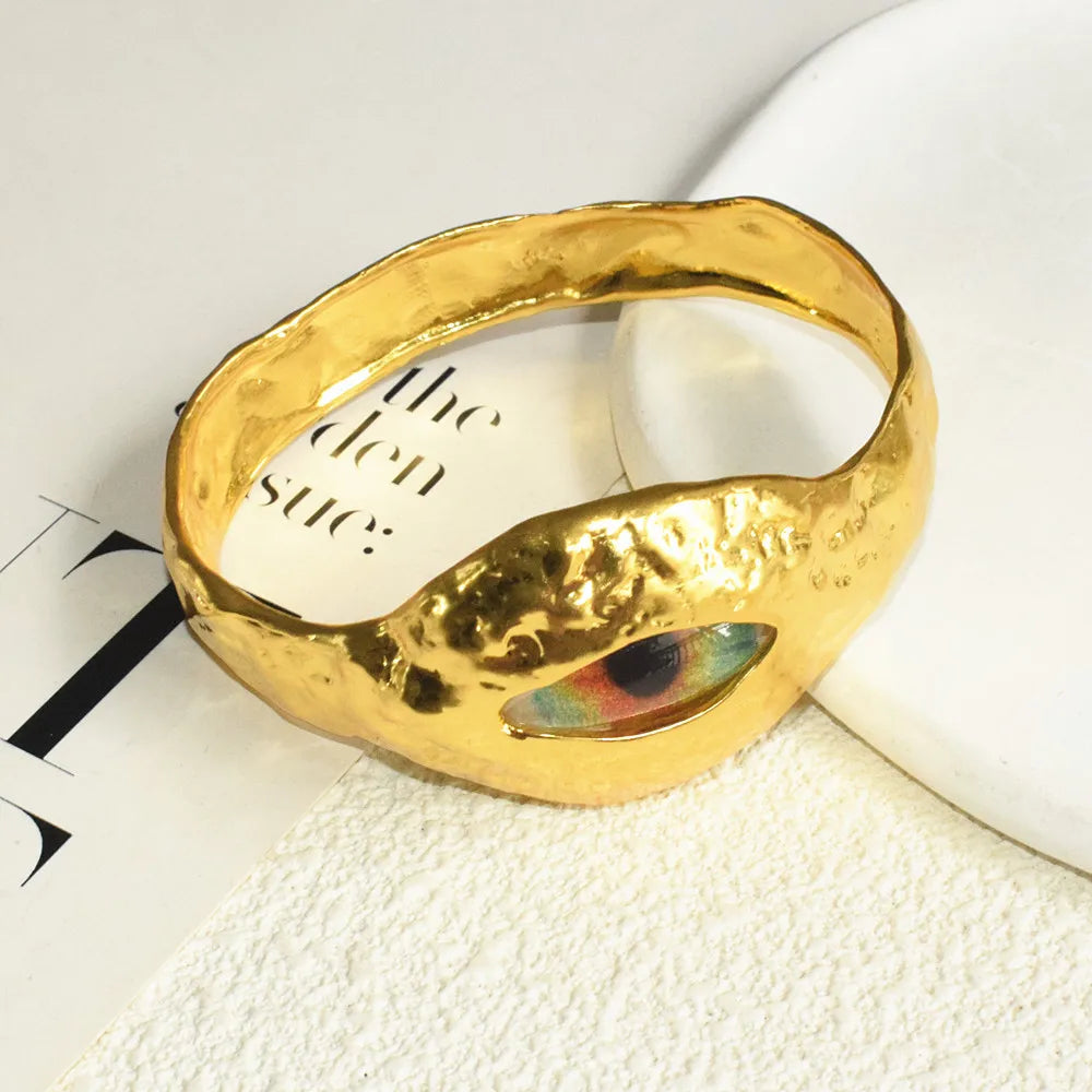 Surrealist Alloy Plated Eyes Nose Mouth Small Wrist Bangle For Women Fashion Jewelry Gorgeous Hand Simple Bracelet Accessory