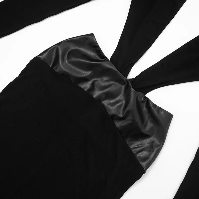 Sexy Black Long Sleeve Maxi Dresses Club Outfits for Woman Clothes Deep V Neck Hollow Backless Dress