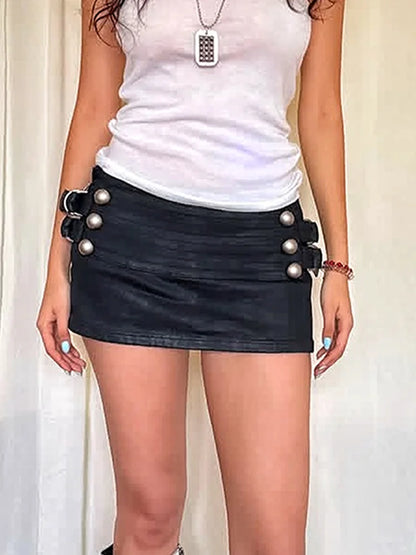 Metal Ring Skirt Women Double-Breasted Tie-Dye Print Folds Sexy Midnight Summer Fashion Music Festival Streetwear