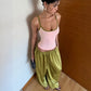 Cute Coords Set for Woman 2 Piece Set Outfit Pink Camisole and Green Wide Leg Pants Y2k Clothes