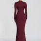 Deep V Neck Long Sleeve Sexy Maxi Dress Women Gown Spring Elegant Draped Ruched Bodycon Club Party Long Dresses Female