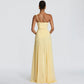 One Shoulder Backless Maxi Dress Brown Yellow Elegant Evening Gown Dresses Woman Wedding Party Attire