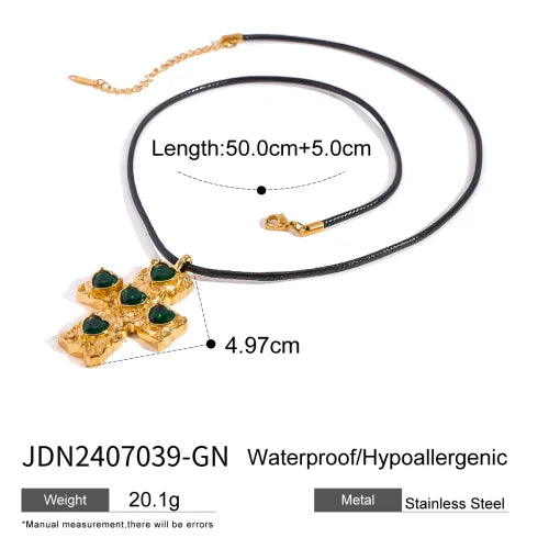 Trendy Stainless Steel Waterproof Irregular Geometric Metal Wax Rope Necklace Gold Silver For Women Jewelry Gift