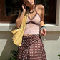 Chic Street 2 Piece Set Women Trend Line Patchwork Sleeveless Tank Top+Polka Dot Print Irregular Hem Skirt Party Suit