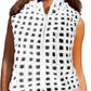Womens Sherpa Fleece Vest Checkered Sleeveless Zip Up Warm Cardigan Polar Fleece Vest Jacket with Chest Pocket