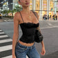 Lace Patchwork Camisole Women Low-Neck Skinny Music Festival Summer New Trend Sexy Midnight Hottie Wild Streetwear
