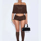 Hipster 3 Piece Set Women Slash Neck Mid Sleeve Crop Tops+Shorts+Foot Cover Simple Summer Trend Matching Streetwear