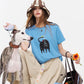 Cat Print Short Sleeve T-Shirt, Casual Round Neck Tee, Basic Daily Top for Women