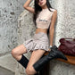 Fashion Hottie Irregular Skirts Women Summer Sexy Metal Hollow Patchwork Ruched Chic Midnight High Street Club Mini Skirt