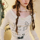 Women's Casual Graphic Long Sleeve Tee with Cat & Letter Print, Loose Fit Cowl Neck Top for Everyday