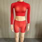 Wild See Through 2 Piece Set Women Sexy Turtleneck Full Sleeve Crop T-Shirt+Bike Shorts Midnight Street Club Suits