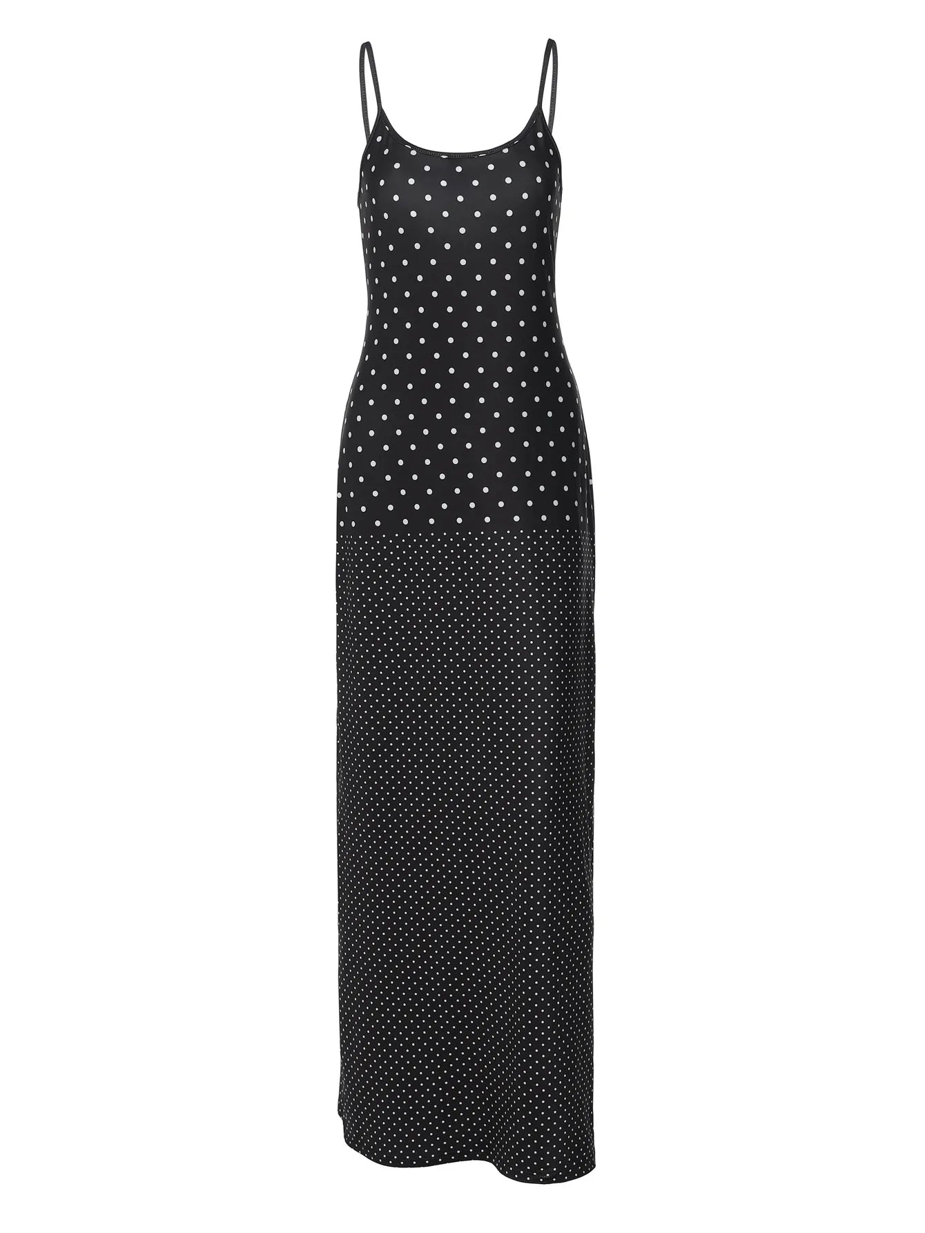 Polka Dot Slip Dress White Black French Style Elegant Sleeveless Backless Long Maxi Dresses for Woman