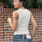 Fake Two-piece Tanks Top White Black Trendy Sleeveless Crop Tops Woman Summer Clothes 2026