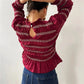 Women Smocked Ruffle Hem Blouses Pleated Patchwork Long Lantern Sleeve Ruched Shirts Y2k Vintage Going Out Babydoll Tops