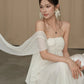 3d Flower Decoration Maxi Dress Women Mesh Tassel Chest Wrap Folds Solid Elegant Wedding Party Vacation Vestidos