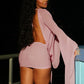 Halter Backless Dress Women Y2K See Through Irregular Full Sleeve Coquette Sexy Midnight Beach Vacation Mini Bodycon