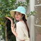 Women's Reversible Wide Brim Sun Hat, Adjustable Chin Strap Bucket Hat, Breathable UPF Protection Beach Hat for Women