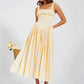 Elegant Satin Backless Midi Dress For Women High Quality Sundress Fashion Square Collar Sleeveless Loose Pleated Dress