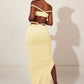 Sexy Women 2 Piece set Women Twist Braid Off-Shoulder Wrap Mini Top+Maxi Split Skirt Summer Trend Sexy Nightclub Suit