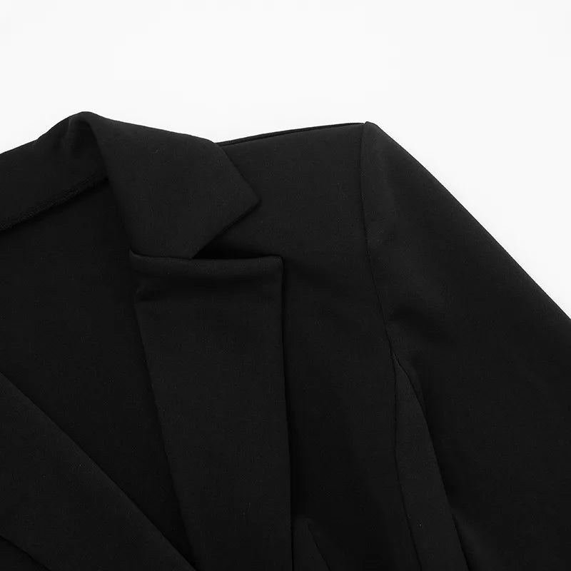 Sexy Black Blazer Dresses Deep V Neck Long Sleeve Mini Dress Elegant Fashion Woman Clothes