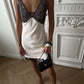 Lace Patchwork Sexy Mini Dress Women Elegant Spaghetti Strap V Neck Sleeveless Backless Split Club Party Dress Female
