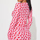 Women Valentines Day Jumpsuit Pajama Romantic Heart Print Long Sleeve V Neck Button Front Shorts Romper Fitted Sleepwear