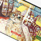Cute Cat Print Card Holder, Mini Zipper Coin Purse with Lanyard, Casual Small Wallet for Women