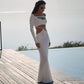 Hollow Long Sleeve Fishtail Maxi Dresses Woman Elegant Clothes White Black Evening Party Dress