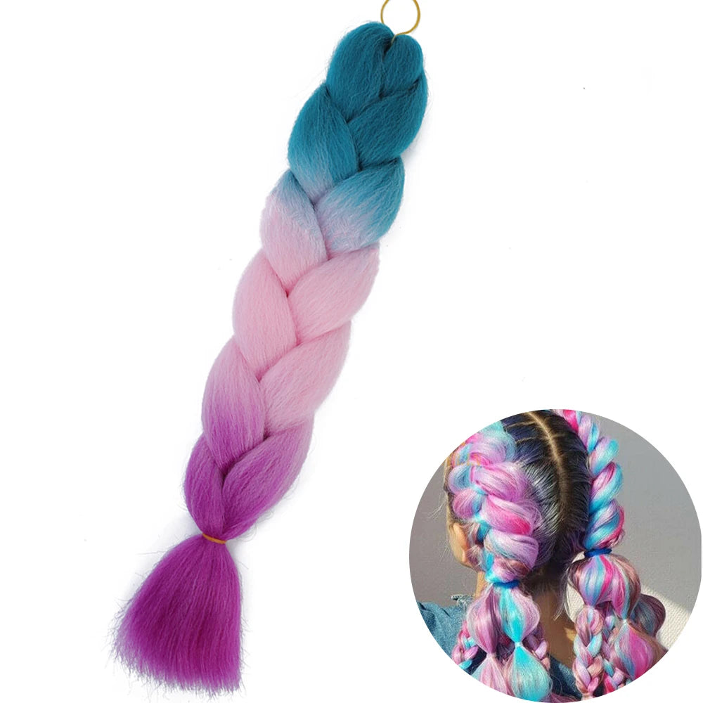Synthetic Jumbo Braiding Hair Extension 24 Inch Heat Resistant Fiber In Bulk Ombre Jumbo Braids Hair For Black Women