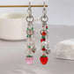 Y2K 2025 New Korean Fashion Strawberry Bow Keychains Heart Pendant Keyring Ins Aesthetic Holder Bag Pendant Accessories