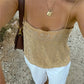 Women's Rhinestone Embellished Cami Top Spaghetti Strap Sheer Mesh Tie Back Sleeveless Loose Casual Summer Party Blouse