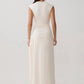 Women V Neck Cap Sleeve Maxi Dress Wrap Ruched Waist Draped Flowy Long Dress Wedding Guest Evening Party Formal Gown