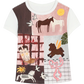 Women's Western Patchwork Graphic T-Shirt with Horse & Cowboy Boot Print, Short Sleeve Regular Fit Tee for Summer