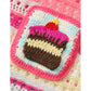 Women's Sweet Colorful Striped Knit Top, Crochet Cake Pocket Openwork Polo T-Shirt, Cute Summer Short Sleeve Knitwear