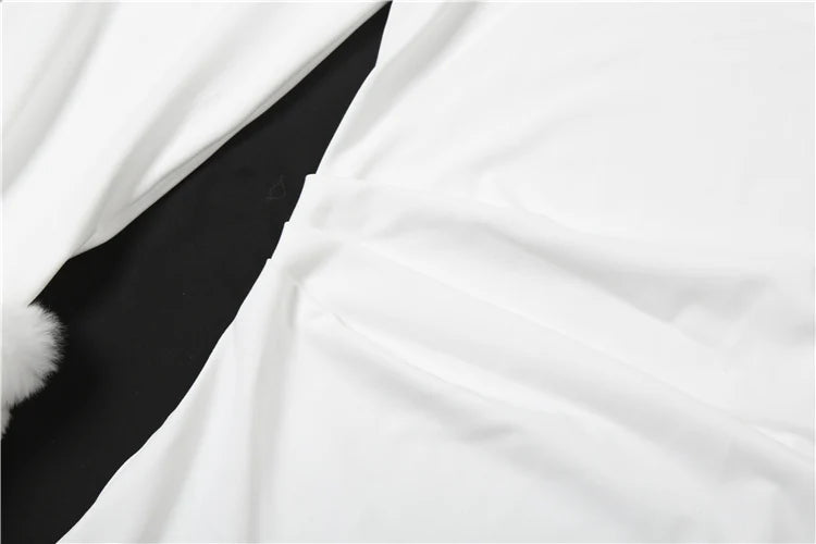 Sexy Furry Sleeve Dress Women O-Neck Autumn Trend Elegant Simple Christmas Birthday Party Stretch Skinny Maxi Bodycon