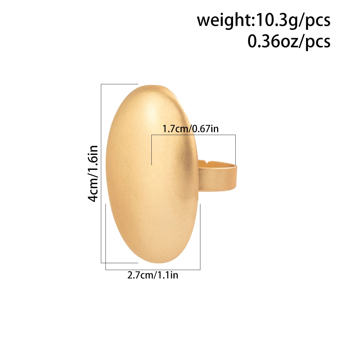 2Pcs Creative Matte Elliptical Geometric Open Ring Set for Women Punk Gold Color Adjustable Finger Ring Wed Accessories
