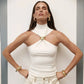 Turtleneck Basic Knit Tank Tops Women Vest Pullovers Metal Ring Camisole Sleeveless Skinny Knitted Tops Y2K Cropped Top