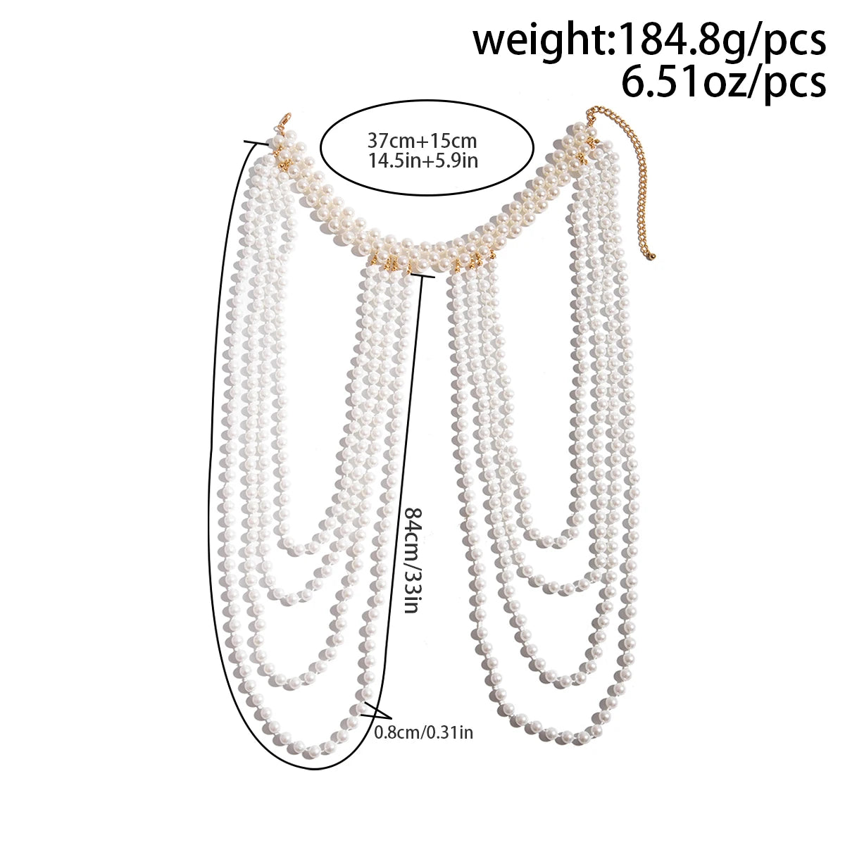 Bridal Tassel Imitation Pearl Shoulder Chain Necklace for Women Elegant Shawl Wedding Jewelry Accessories