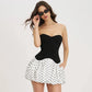 Polka Dot Splicing Black Tube Dress French Style Cute Summer Short Dresses Woman Clothing