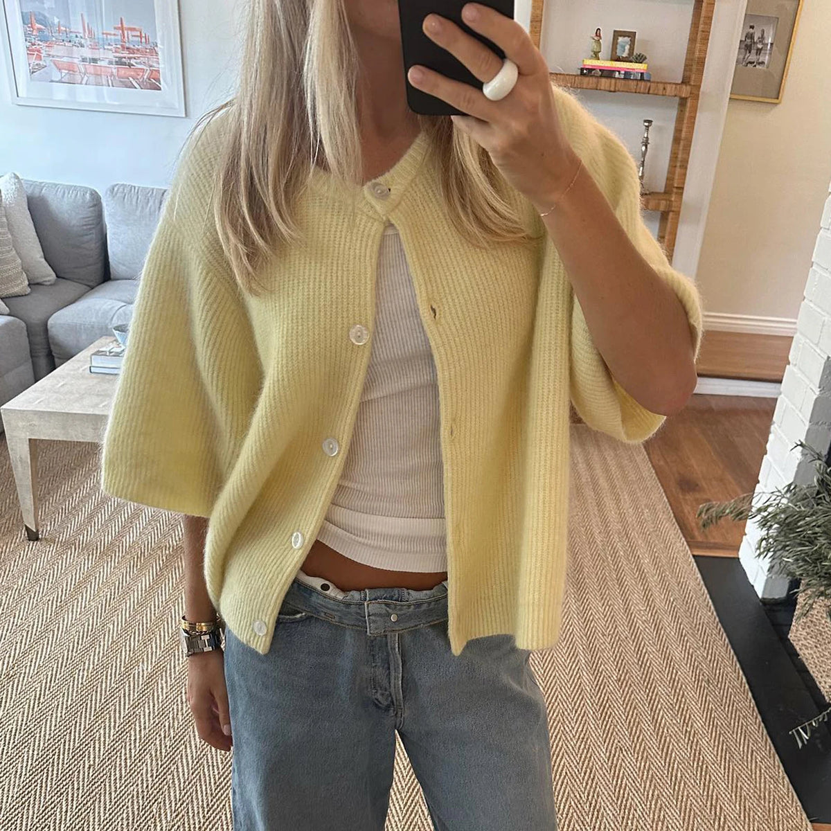 Women Knitted Crop Cardigan Shirt Short Sleeve Button Down Ribbed Knit Crop Top Y2k Girls Outwear Top Tee Shirt
