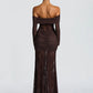 Off-shoulder Long Sleeve Sexy Maxi Dress Women Fashion Lace See Through Strapless Backless Bodycon Club Party Dresses