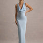 Satin Cowl Neck Backless Sexy Maxi Dress Women Gown Fashion Sleeveless Lace-up Bodycon Club Party Long Dress Female