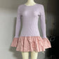 Long Flare Sleeve Knitted Sexy Mini Dress For Women Autumn Winter New Patchwork O Neck A-line Knit Puffy Dress Elegant