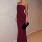 Strapless Draped Sexy Maxi Dress Elegant Bodycon Long Evening Party Dress Sleeveless Pleated Formal Wedding Guest Dress